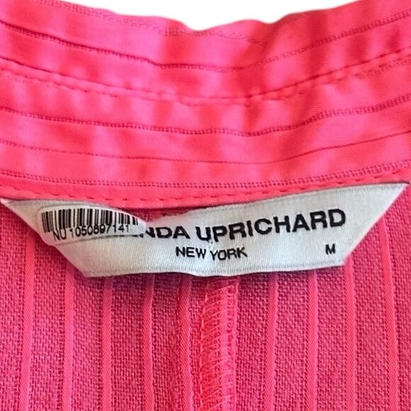 Amanda Uprichard Bright Pink Button-Down Dress Ribbed Long Sleeve Size Medium - Picture 12 of 12